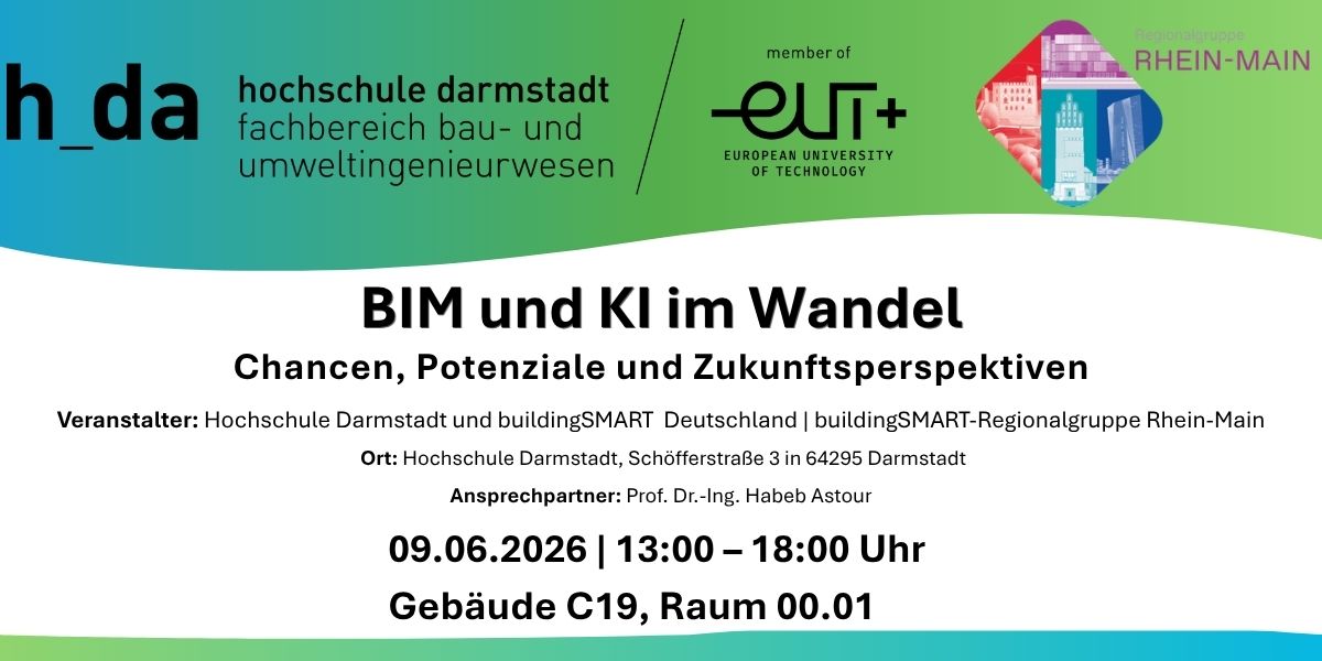 Flyer zur Veranstaltung „BIM und KI im Wandel: Chancen, Potenziale und Zukunftsperspektiven“