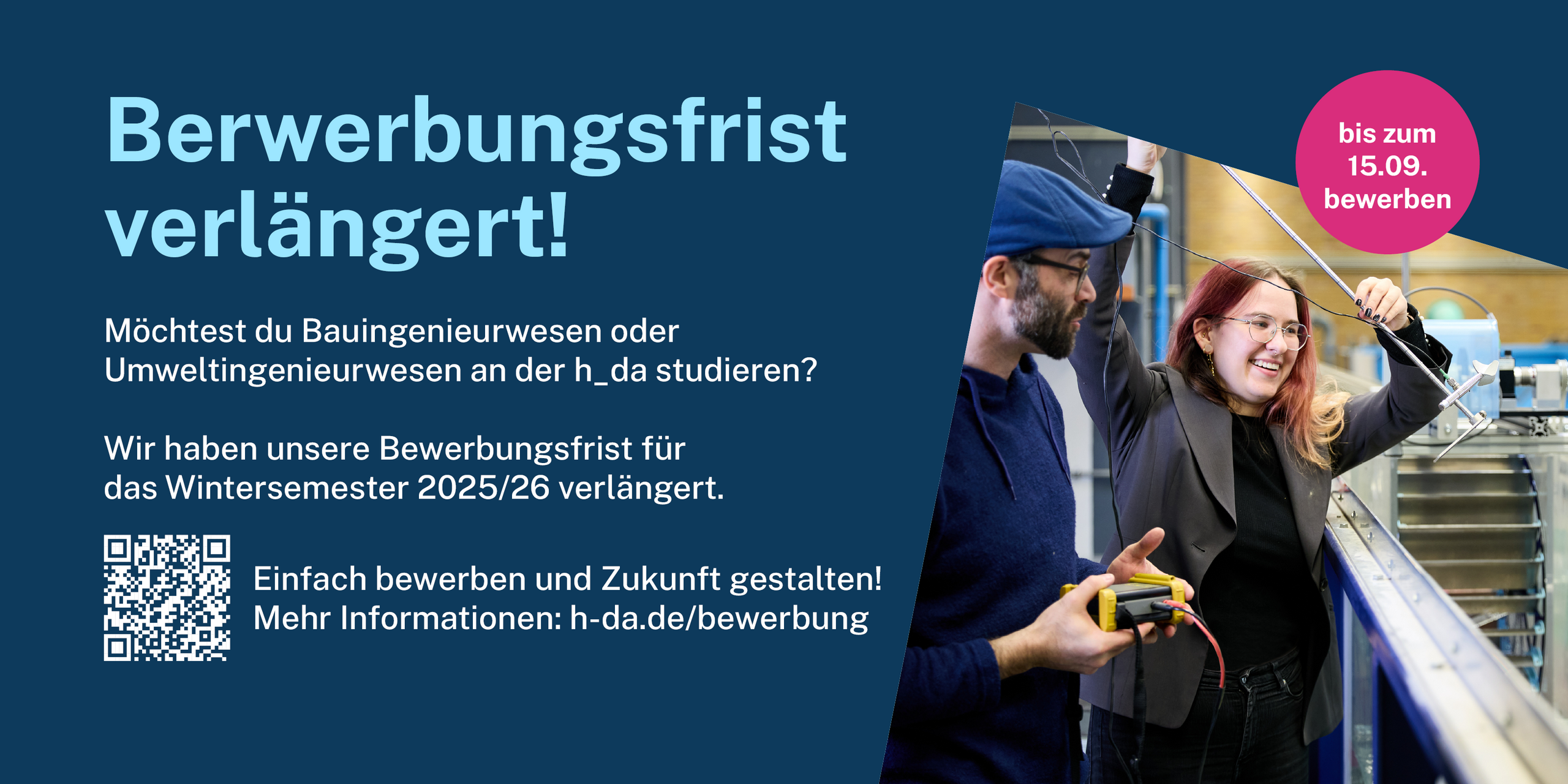 Aktionsposter zur Verlängerung der Bewerbungsfrist für das Bau- oder Umweltingenieurwesen-Studium am FBBU 