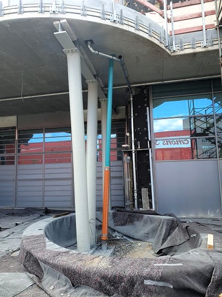 Detailaufnahme bei der Führung durch die aktuellen Brandschutzmaßnahmen im Loop Weiterstadt