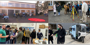 Schülerinnen und Schüler in und vor den Laboren des Fachbereichs.