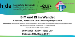 Flyer zur Veranstaltung „BIM und KI im Wandel: Chancen, Potenziale und Zukunftsperspektiven“