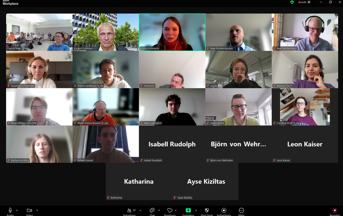 Kacheln eines Zoom-Meetings mit den Teilnehmenden des Darmstadt-Wisonsin-Platteville-Days