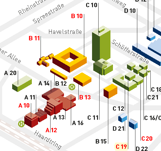 Gebäudelageplan der h-da Standort Darmstadt